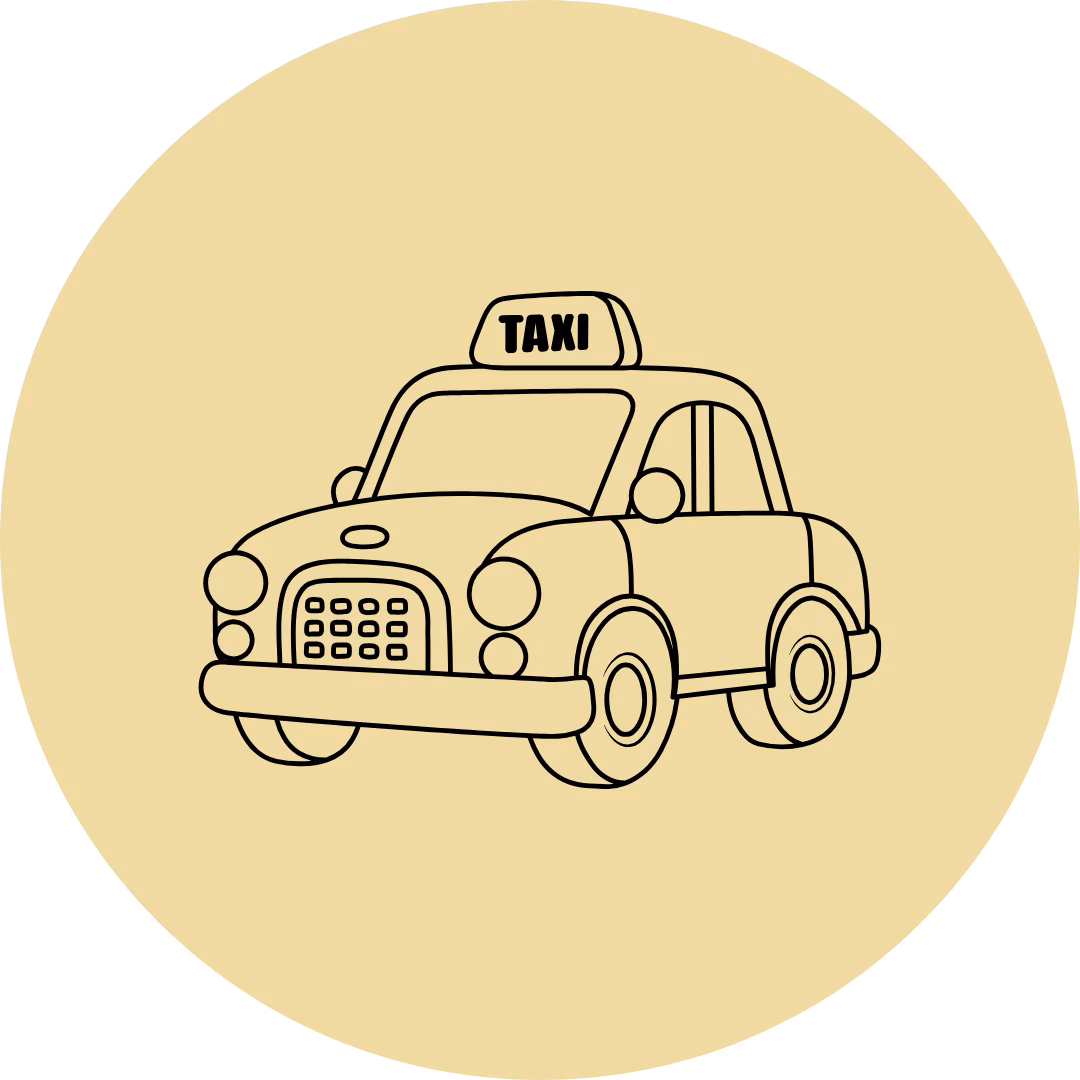 Illustration für Fahrdienst zur sicheren An- und Abreise der Tagesgäste, Taxi